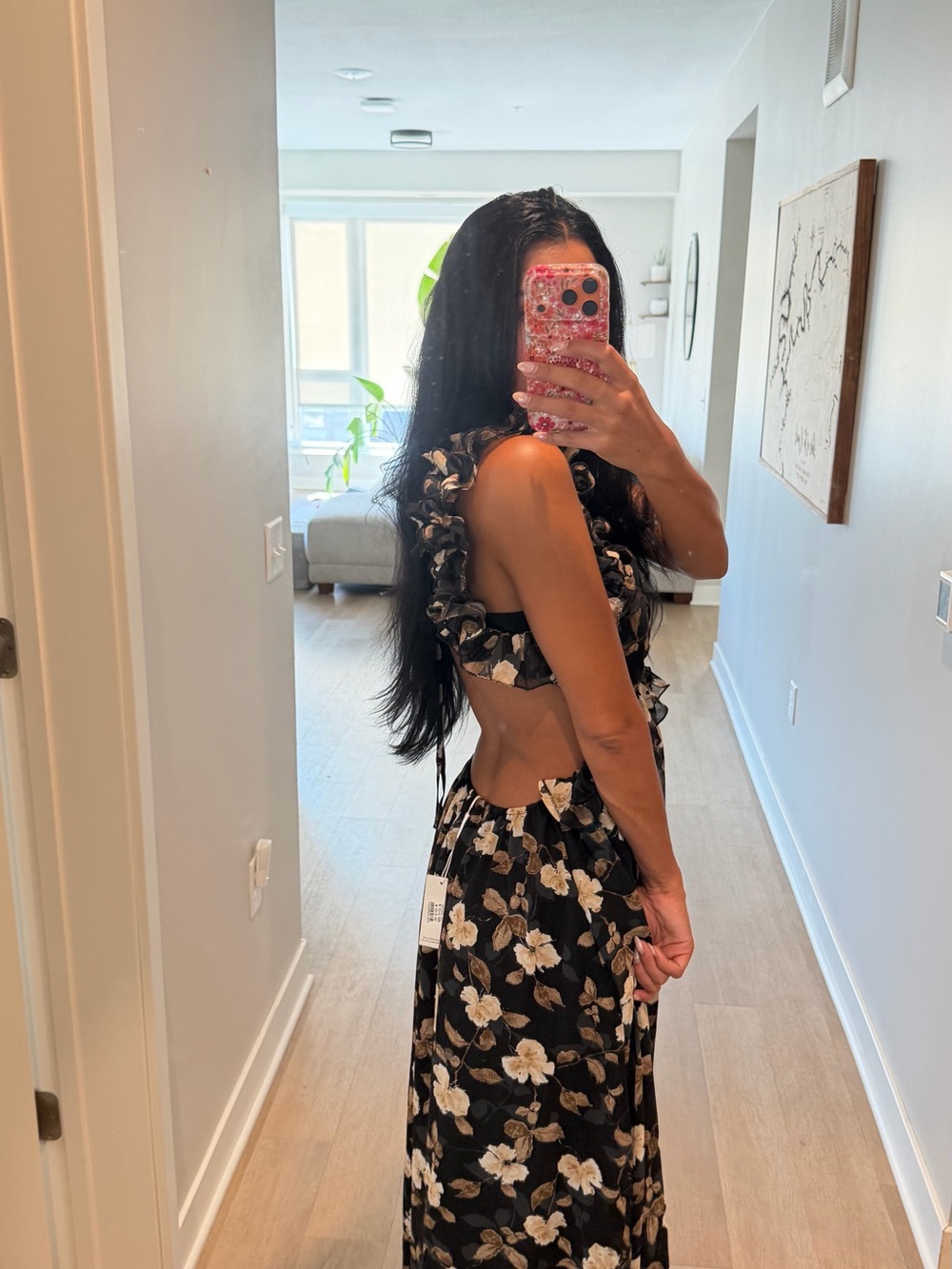 Petal & Pup Black Maxi Dress with White Floral Print - Picture 6 of 9